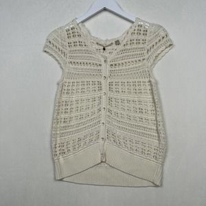 Knitted & Knotted Anthropologie Sz S Crochet Button Up Butterfly Cardigan Top